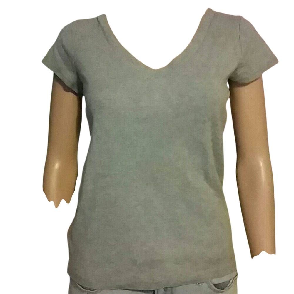 Ann Taylor Loft grey v-neck top M